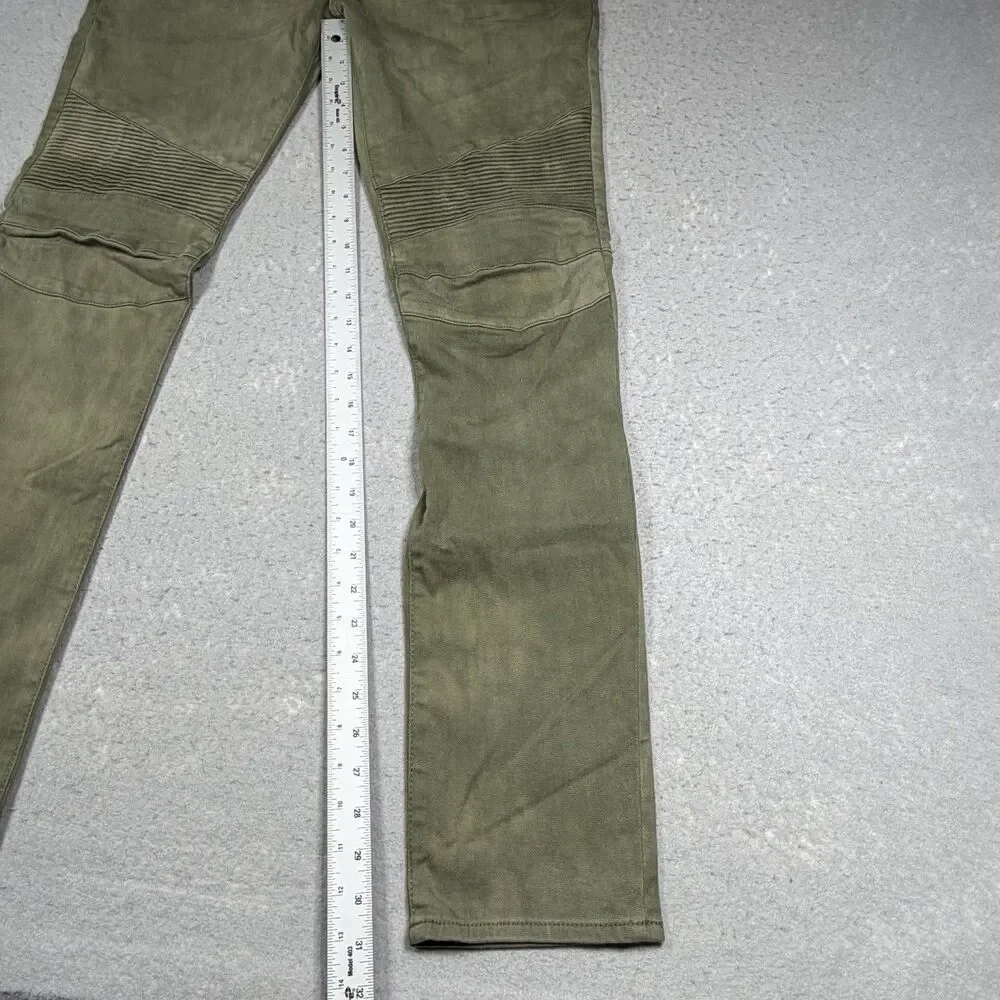 Balmain Paris Biker Moto Jeans Men’s 34 Olive Green Motorcycle Made In Japan